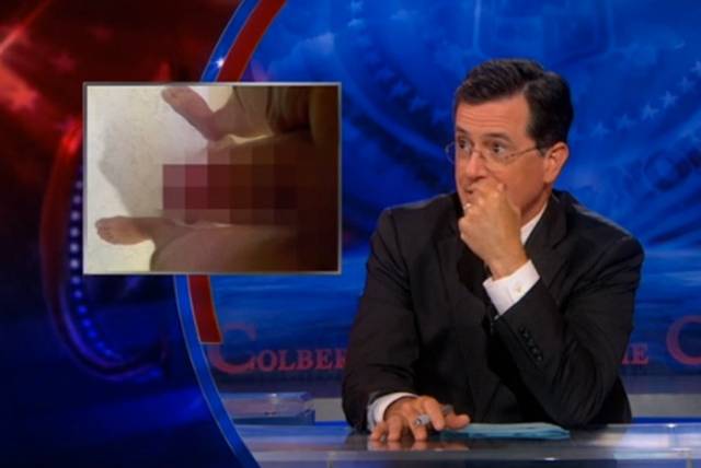 Colbert looks at the "dickture"